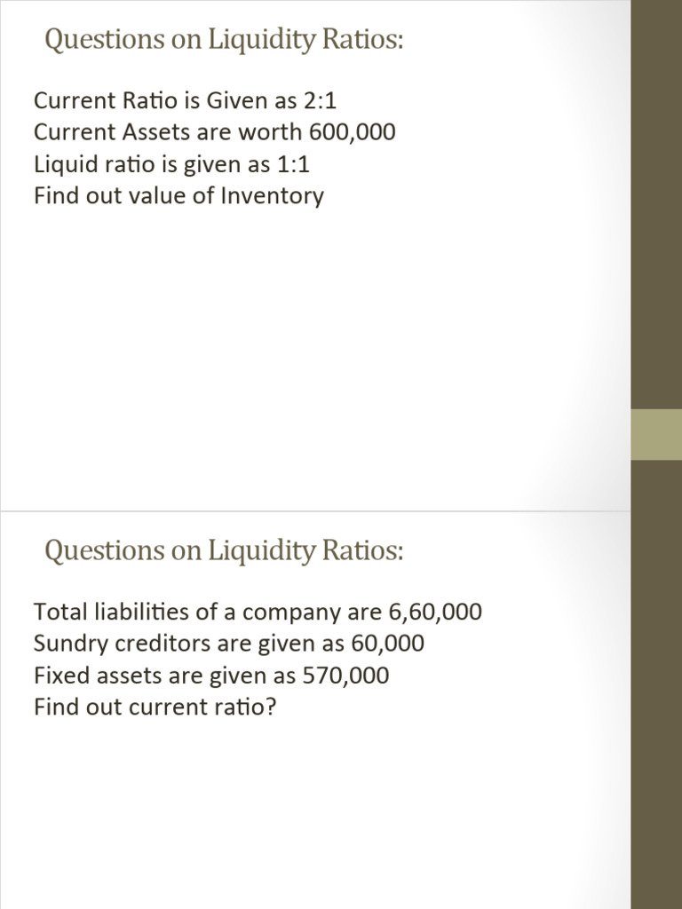 3.ratios-3 Questions On Liquidity Ratios Lyst5689 | PDF