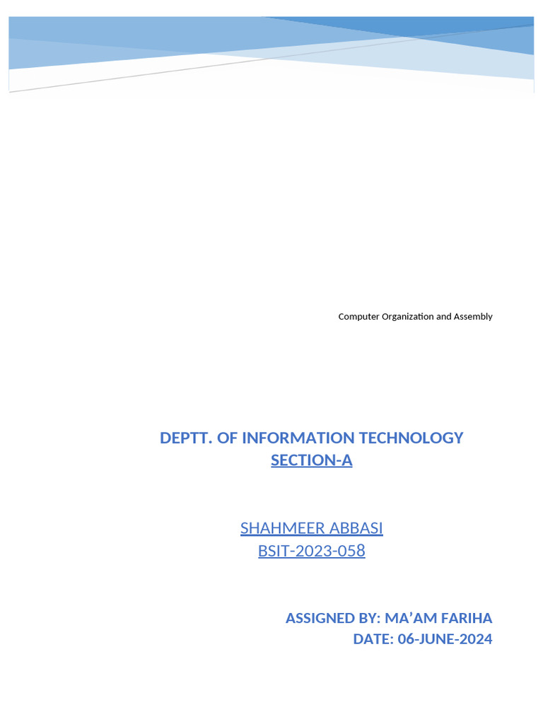 Computer Organization and Assembly Programs | PDF