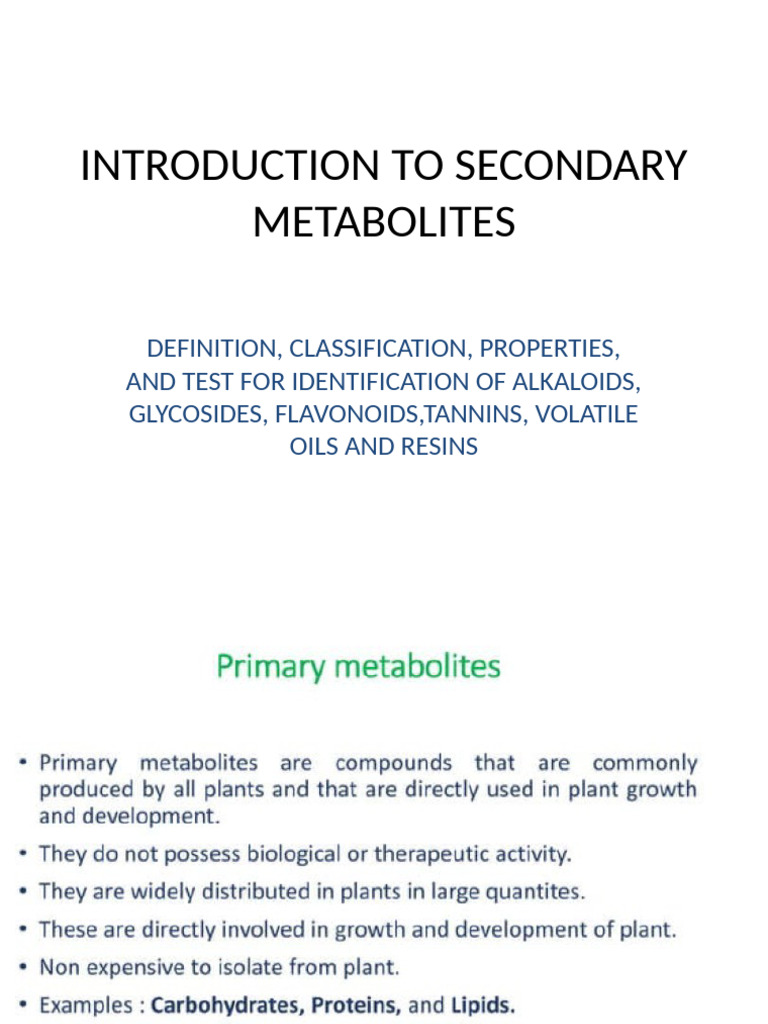 Secondary Metabolites: Alkaloids & More | PDF | Alkaloid | Organic ...