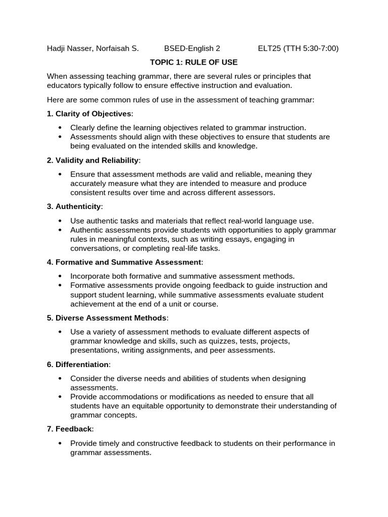 Effective Grammar Assessment Strategies | PDF | Educational Assessment ...