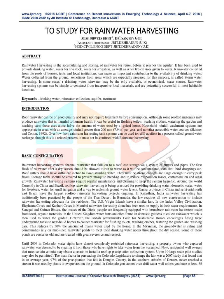 Thesis On Rainwater Harvesting by Miss | PDF | Groundwater | Water