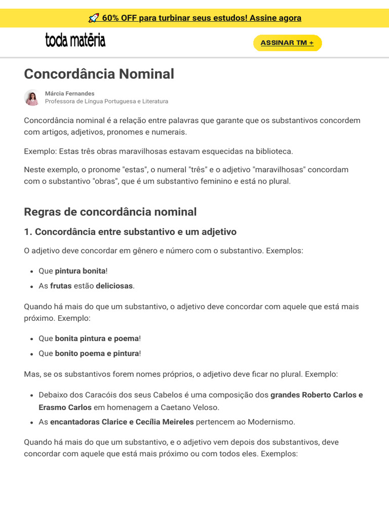 Regras de Concordância Nominal Explicadas | PDF | Adjetivo | Substantivo