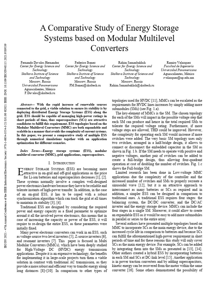 A Comparative Study of Energy Storage Systems Based On Modular ...