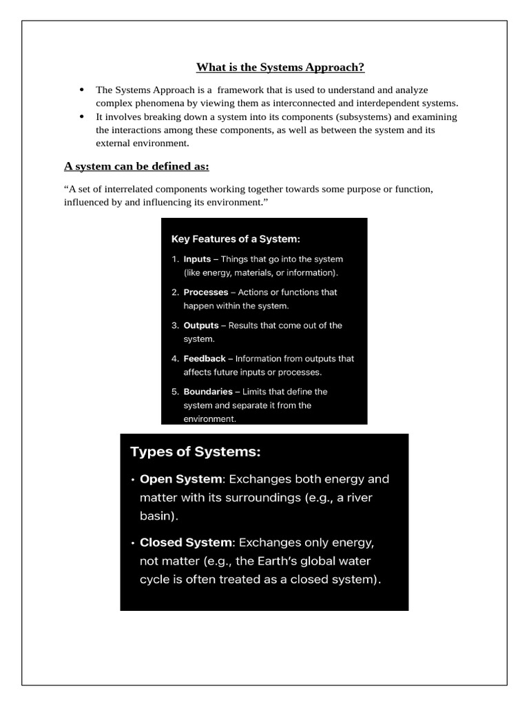 Understanding the Systems Approach in Geography | PDF | System ...