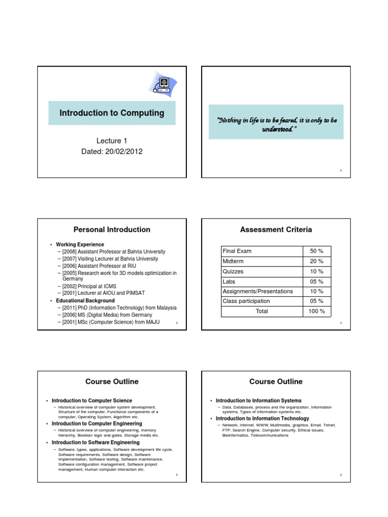 ITC - Lec 01 | PDF | Computer Program | Programming