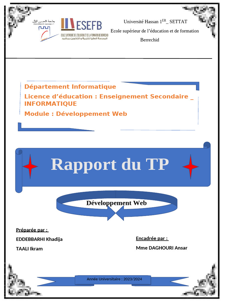Rapport TP Développement Web - Formulaires | PDF | Élément HTML ...