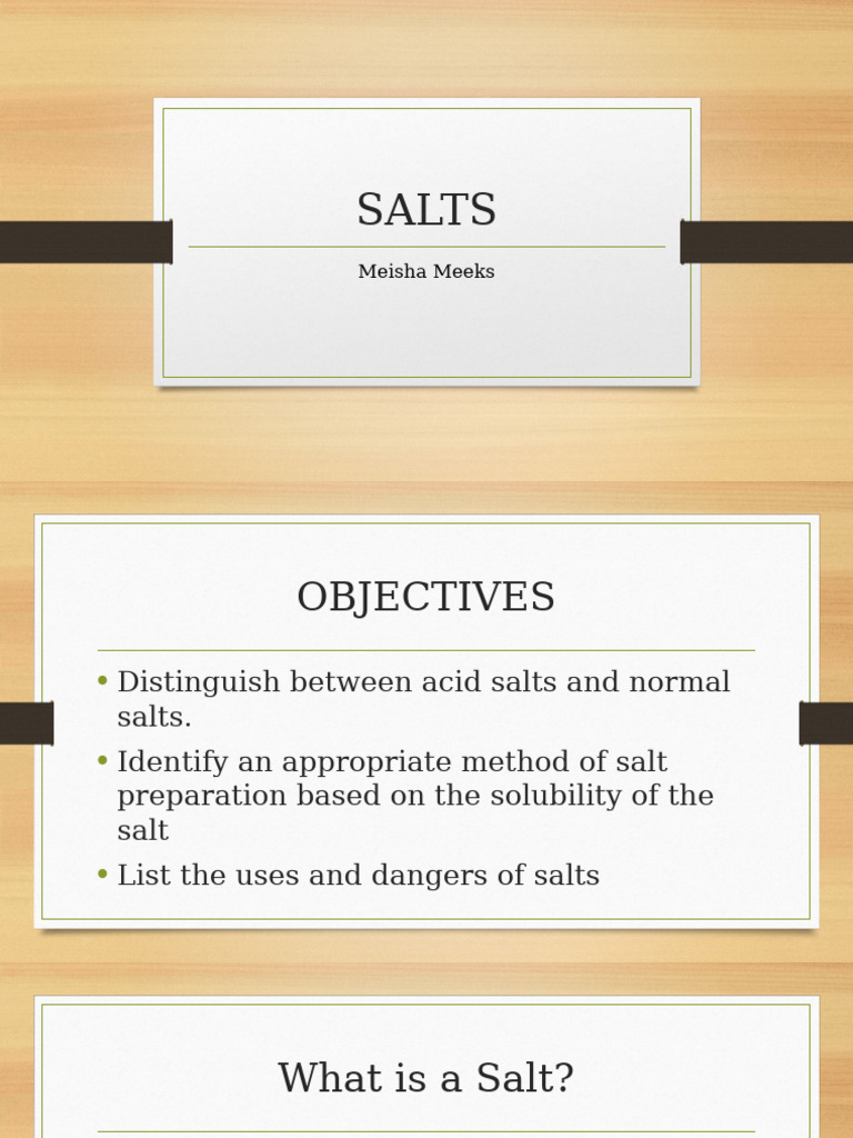 Understanding Salts: Types and Preparation | PDF | Salt (Chemistry ...