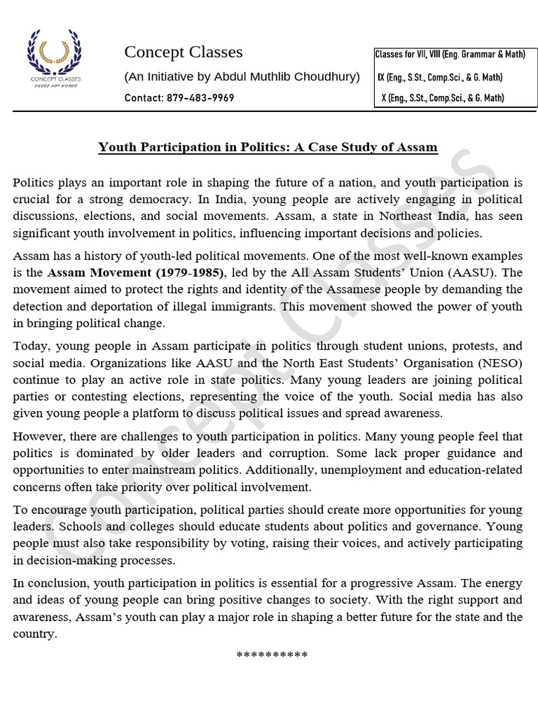 Youth Political Engagement in Assam | PDF | Political Science