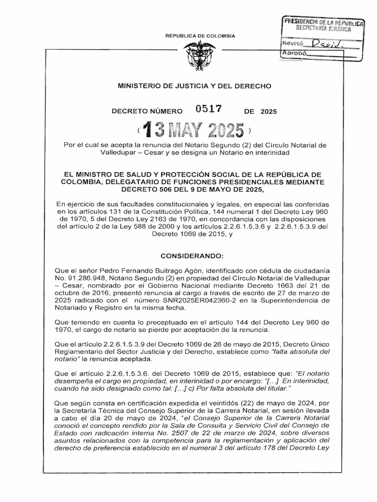 Decreto 0517 Del 13 de Mayo de 2025 | PDF | Derecho Civil (Common Law ...