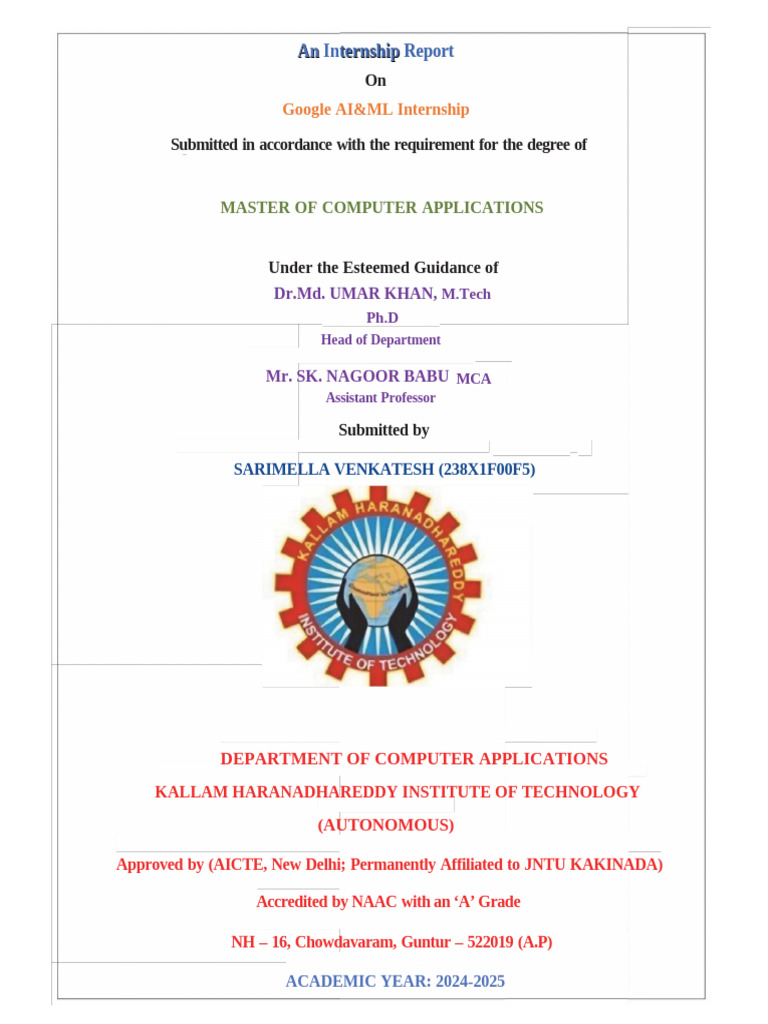 Google AI & ML Internship Report | PDF | Android (Operating System ...