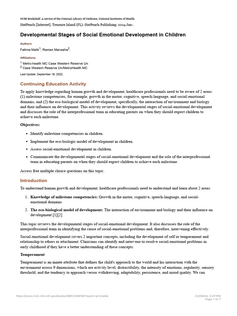 Stages of Children's Social-Emotional Development | PDF | Temperament ...