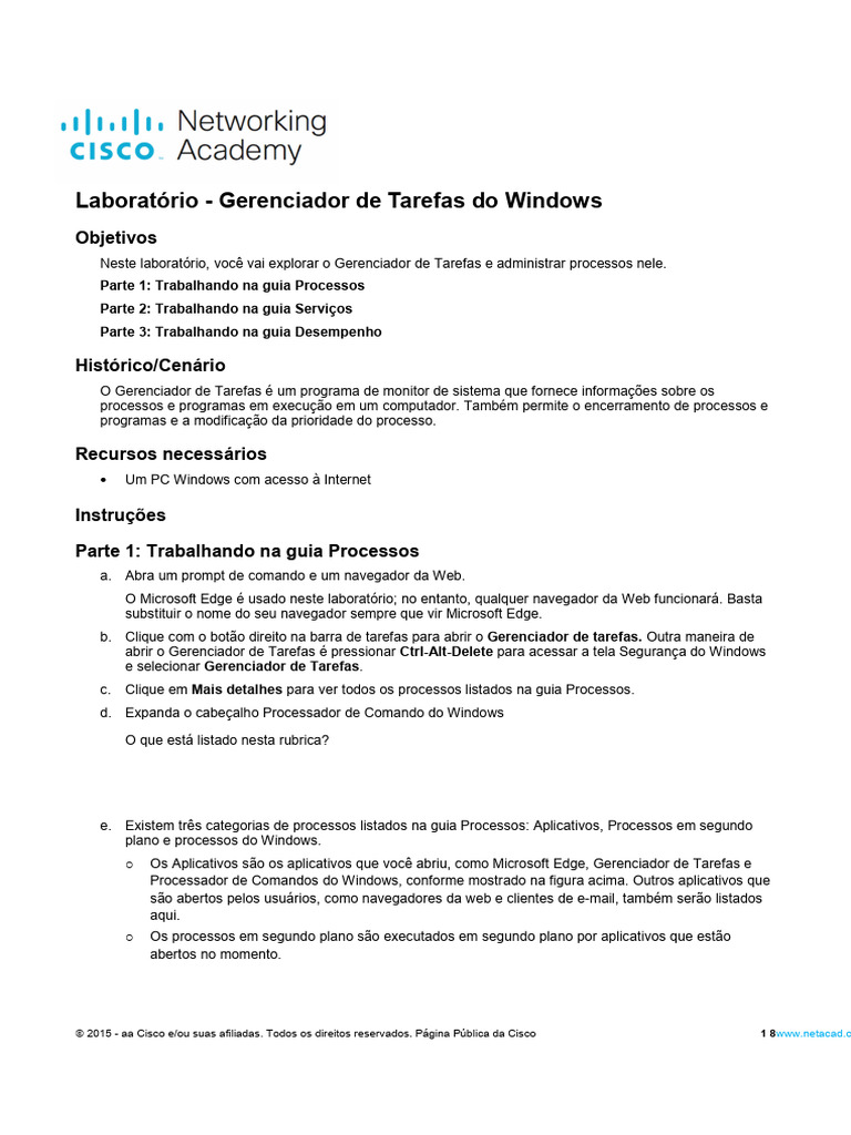3.3.12 Lab - Windows Task Manager - PT BR | PDF | Processo (informática ...