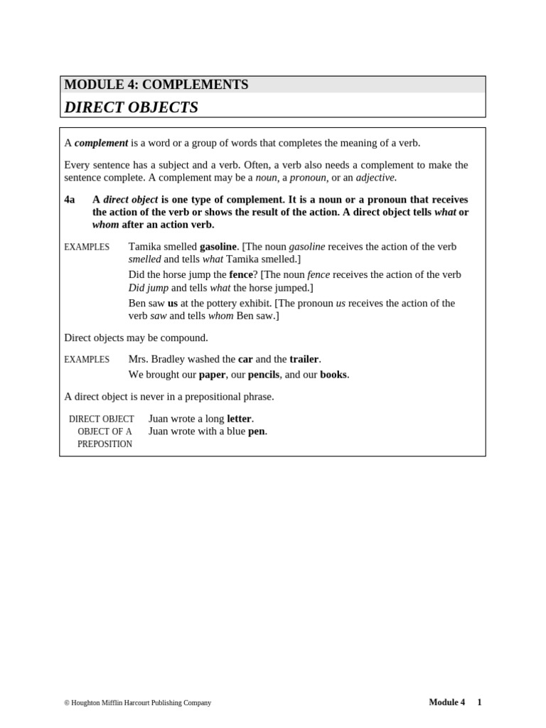 Understanding Direct Objects in Grammar | PDF