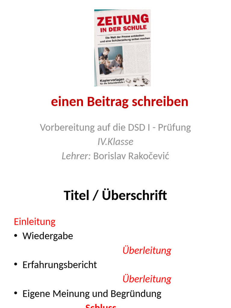 Einen Beitrag Schreiben 2021 - DSD | PDF