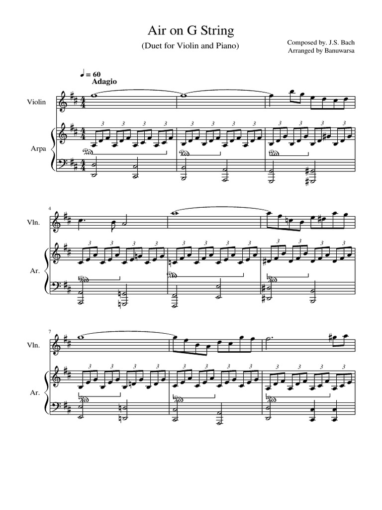 Air on G String for Violin & Piano | PDF | Musical Compositions ...