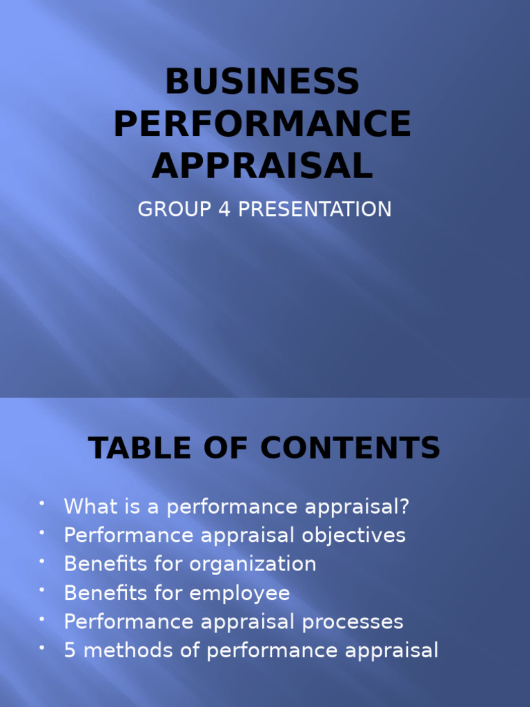 Business Performance Appraisal Presentation | PDF | Performance ...
