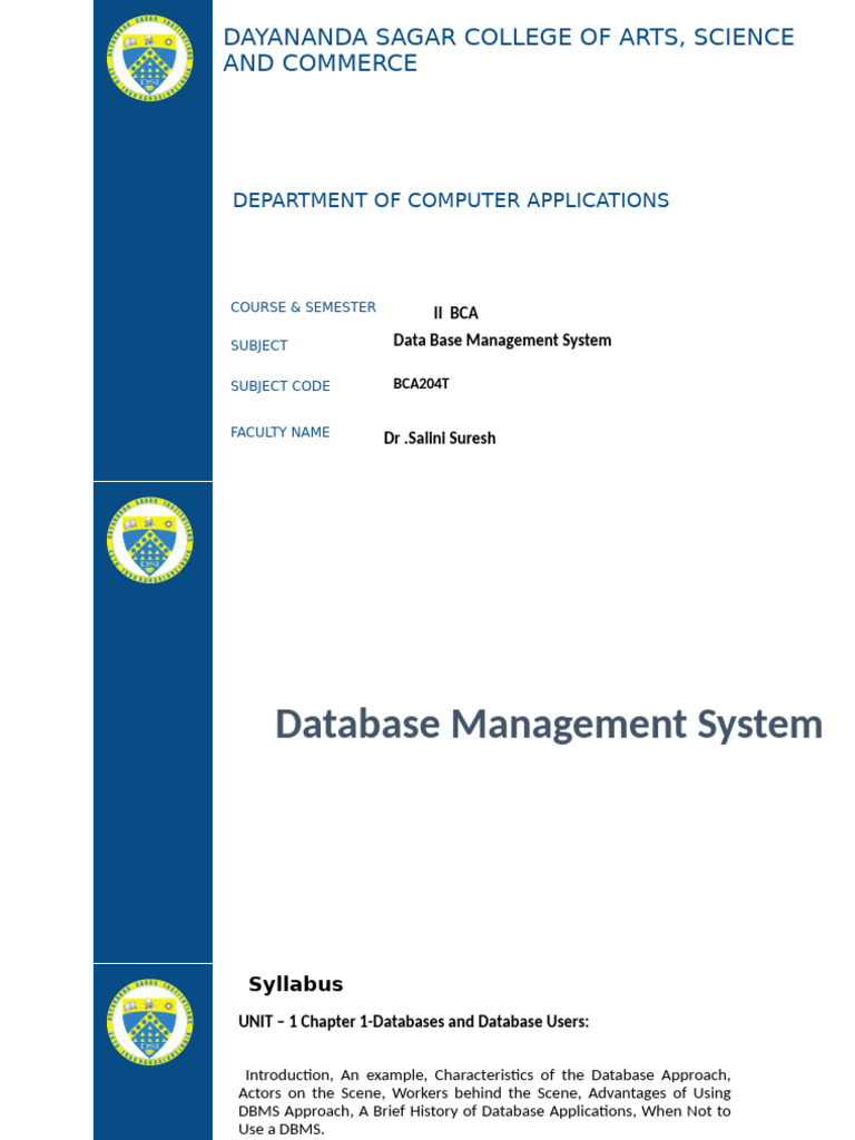 Database Management System Syllabus | PDF | Databases | Sql
