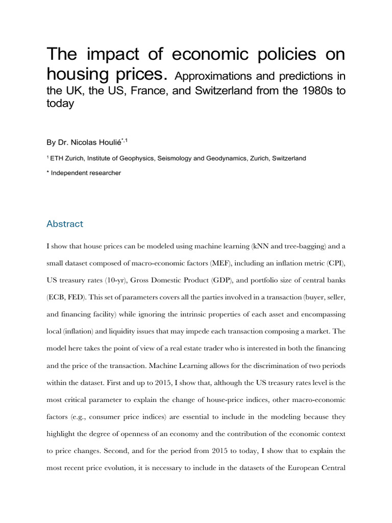 The Impact of Economic Policies On Housing Prices | PDF | Gross ...