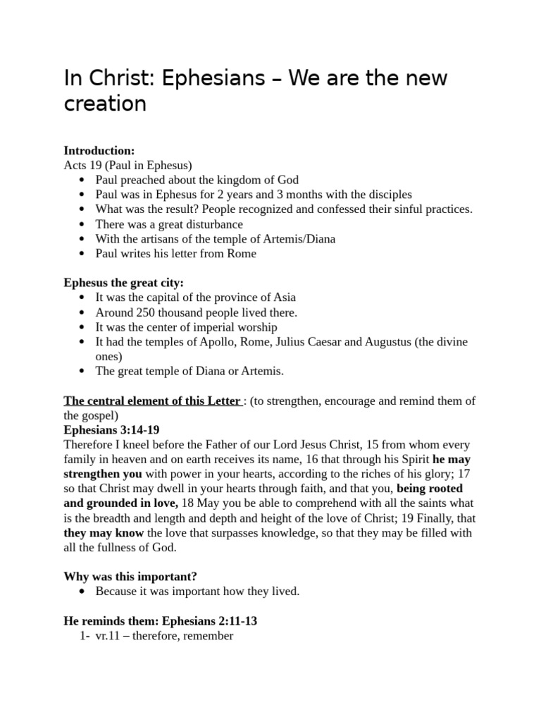 Ephesians: Living as New Creations | PDF | Paul The Apostle | Jesus