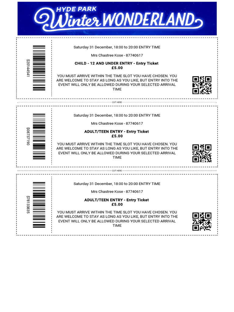 Entry Tickets for December 31 Event | PDF | Cash | Ticket (Admission)