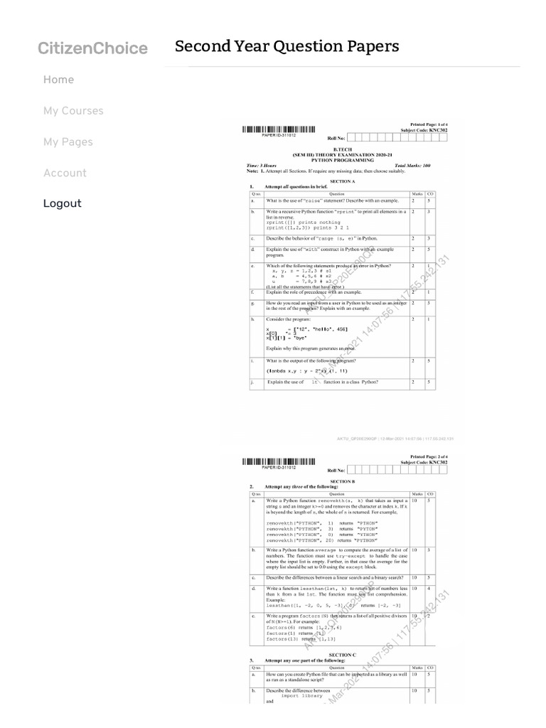 BPSC 102 Previous Year Papers | PDF