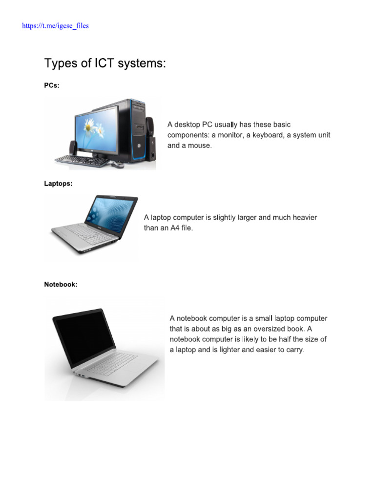 1 Types of ICT systems Notes | PDF