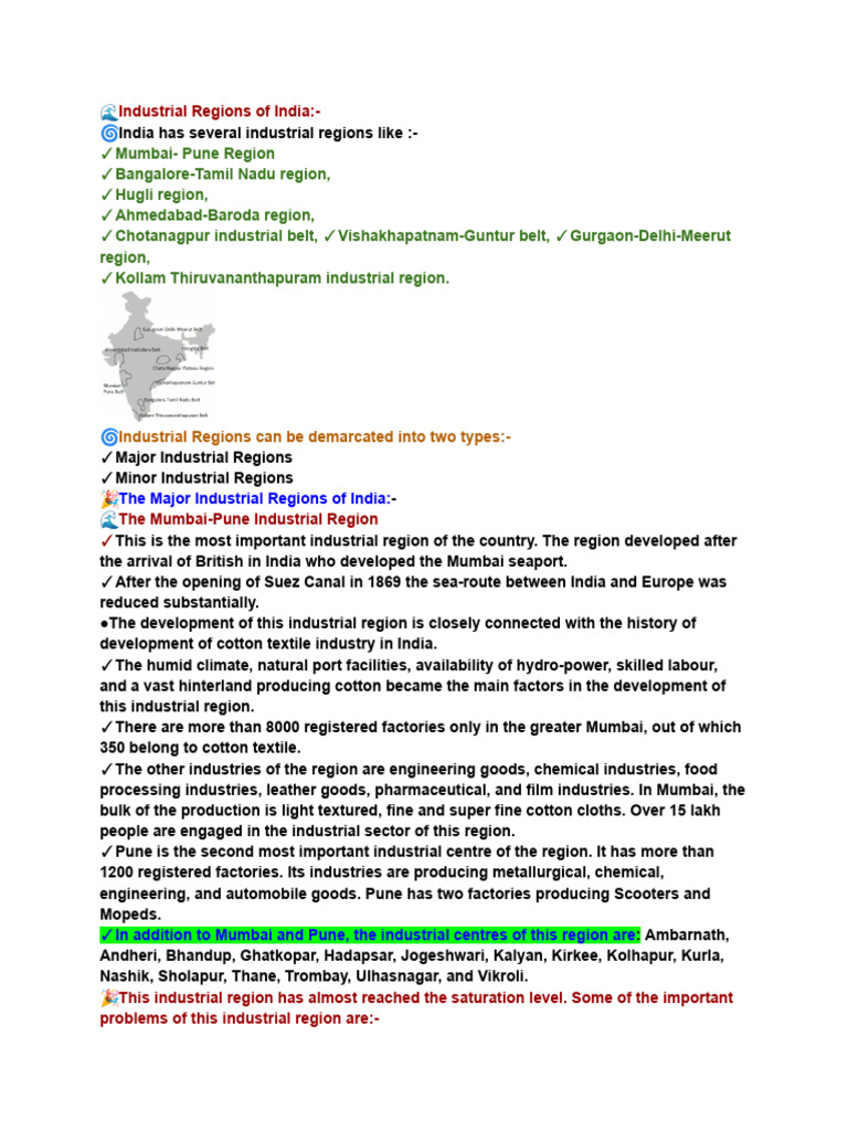 Major Industrial Regions of India | PDF | Economies