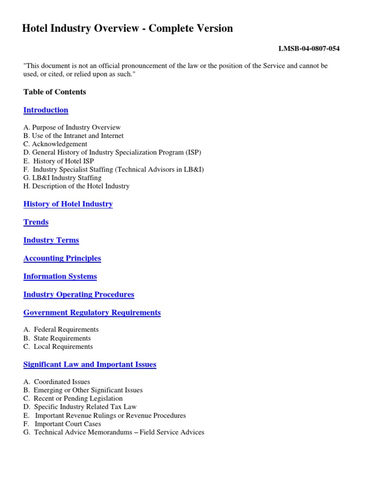 Hotel Industry Overview Hotel Tax Deduction