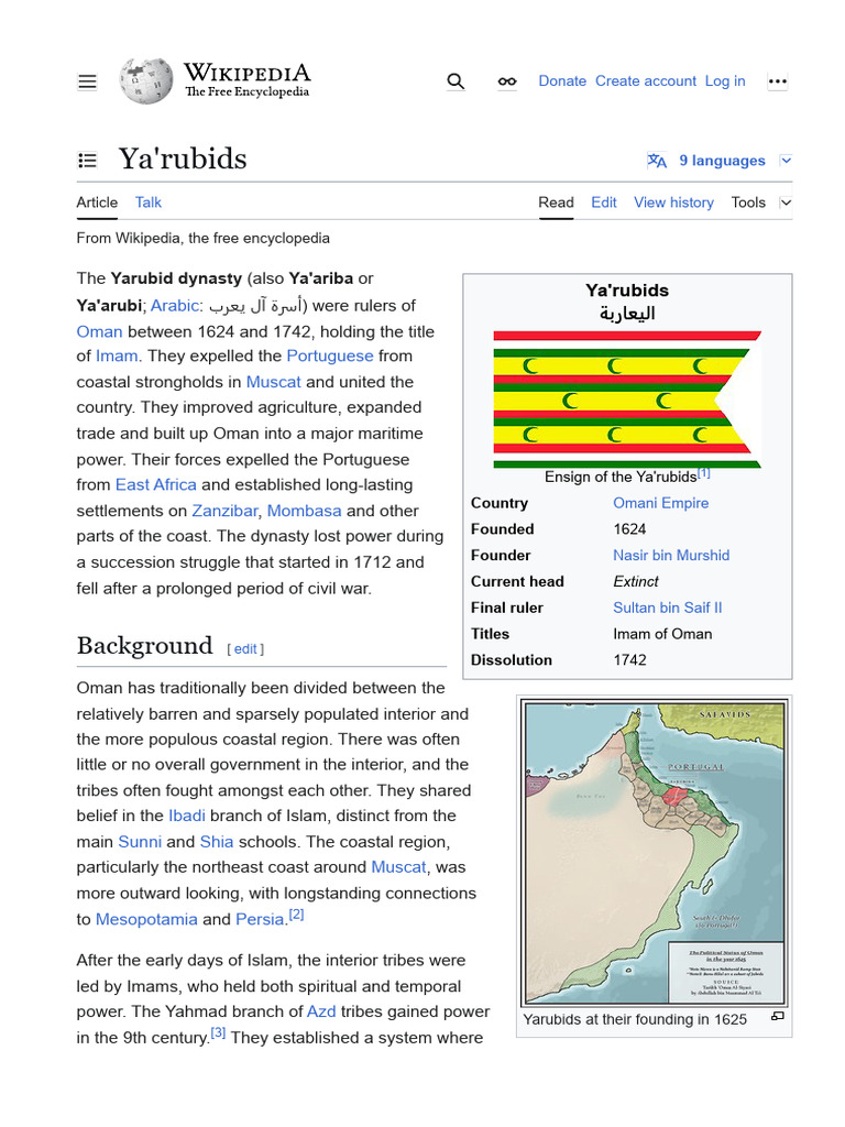 History of the Ya'rubid Dynasty | PDF | Oman
