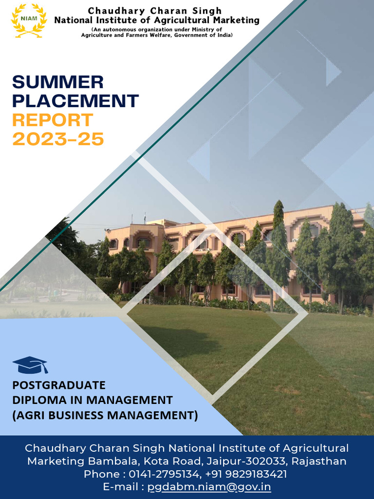 NIAM Summer Placement Report 2023-25 | PDF | Agriculture