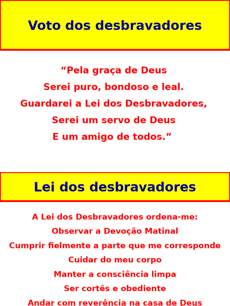 Voto e Lei dos Desbravadores Adventistas | PDF