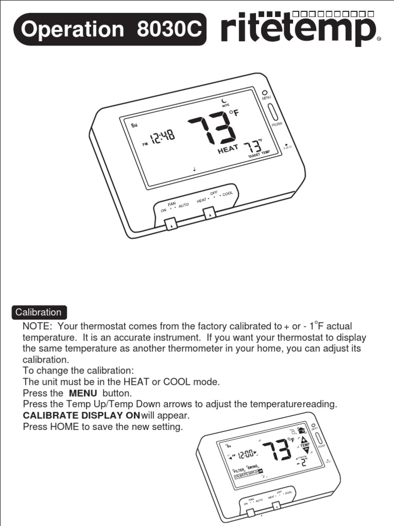 Ritetemp Thermostat Programming Instructions