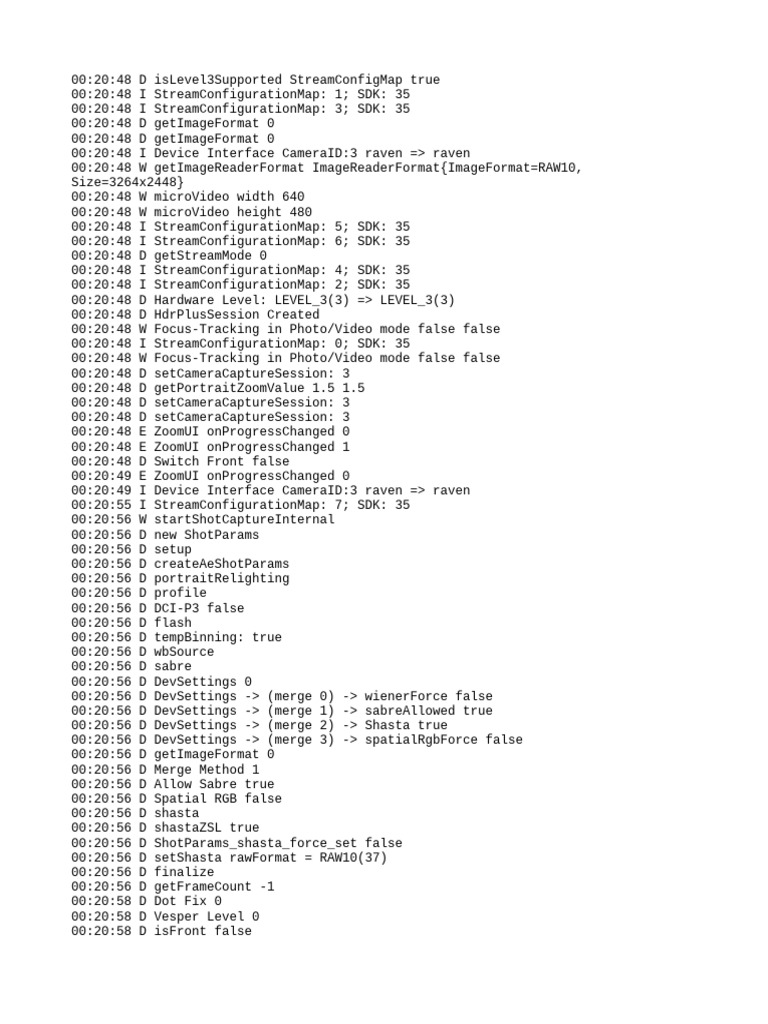 Camera Stream Configuration Log | PDF | Software Development Kit ...