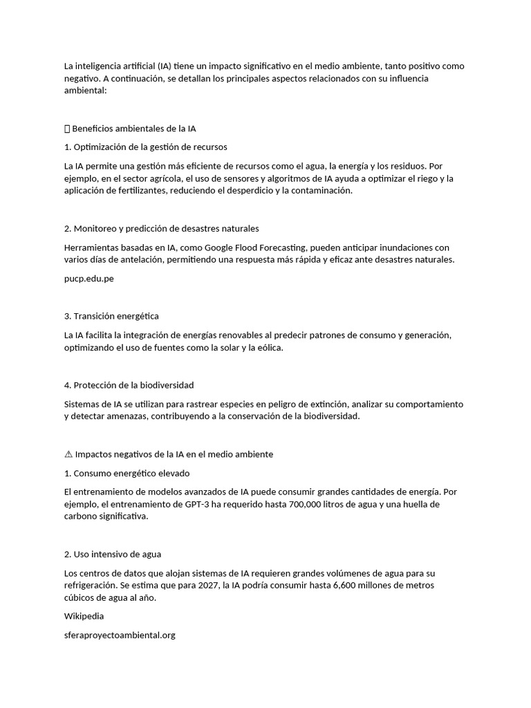 Impacto de la IA en el Medio Ambiente | PDF | Reciclaje | Inteligencia ...