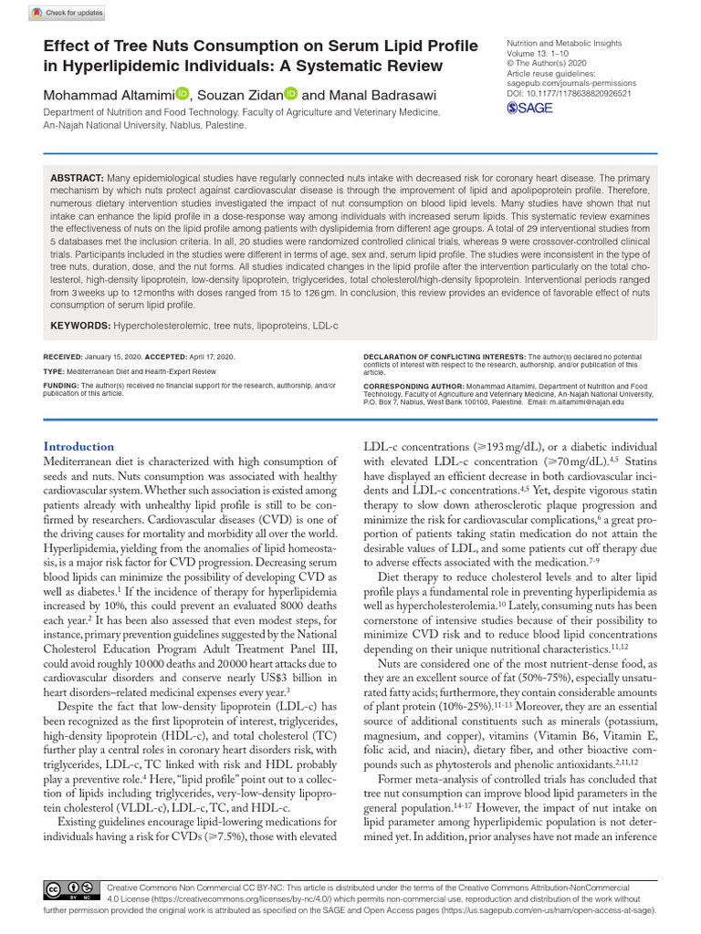 Altamimi Et Al 2020 Effect of Tree Nuts Consumption On Serum Lipid ...