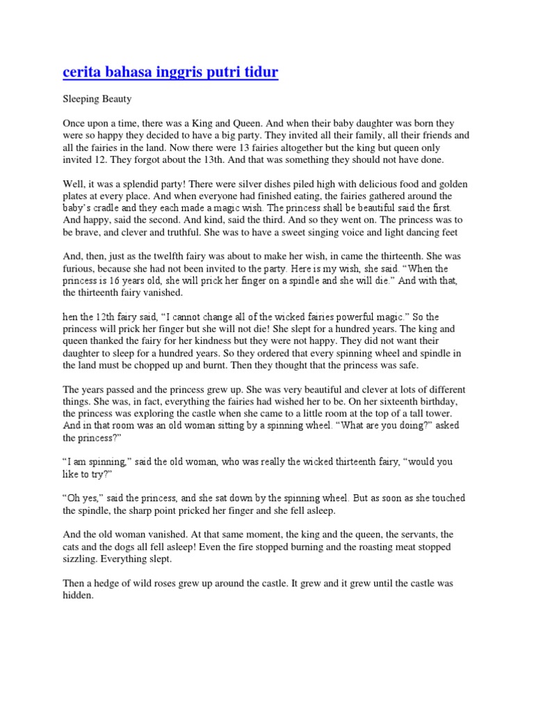 Cerita Bahasa Inggris Putri Tidur Sleeping Beauty Fairies