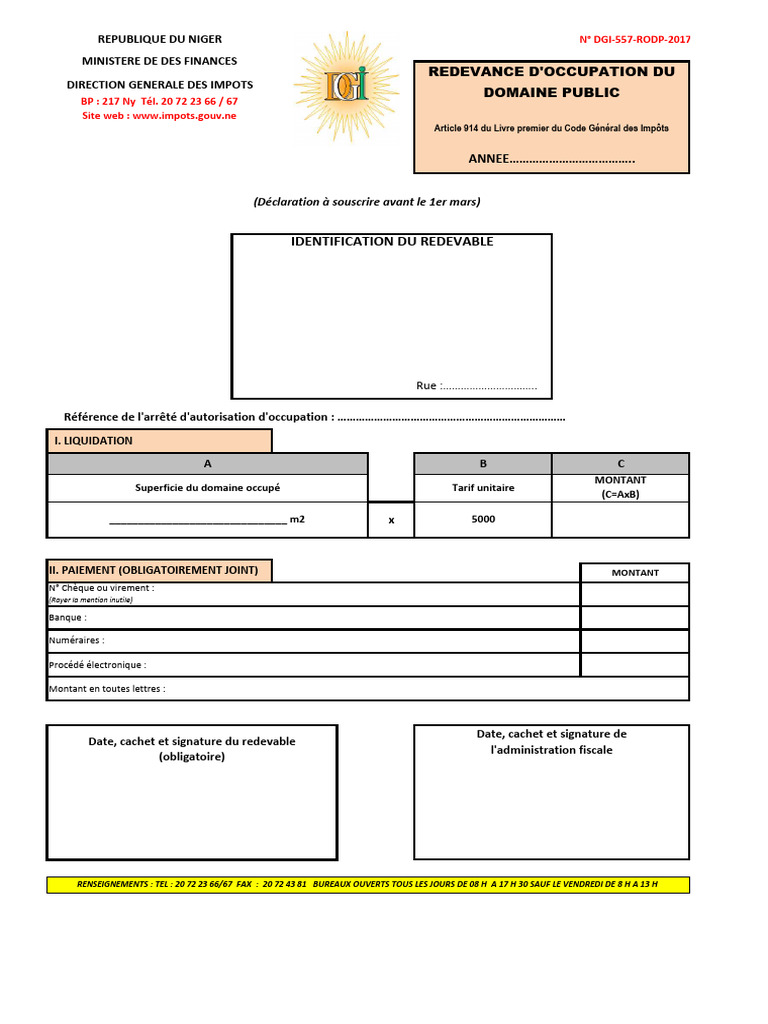 Redevance d'Occupation Domaine Public | PDF | Paiements