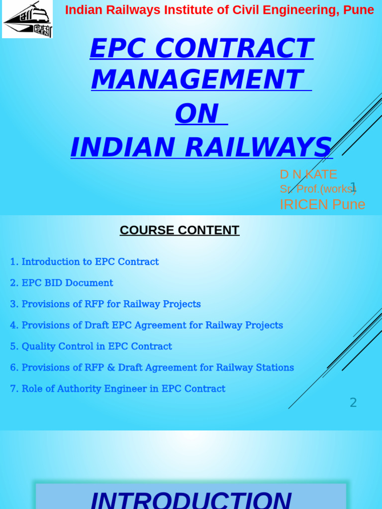 EPC Contract Management in Indian Railways | PDF | Quality Assurance