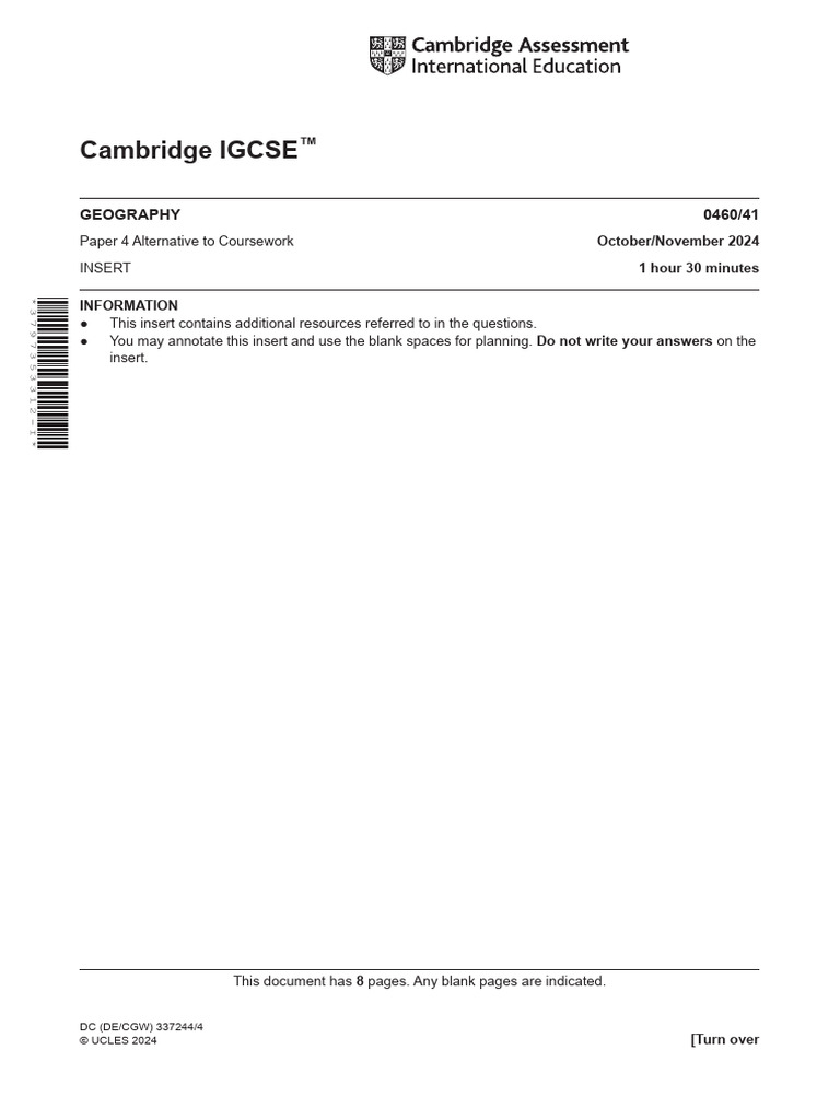 IGCSE Geography Paper 4 Insert 2024 | PDF | Beach | Earth Sciences