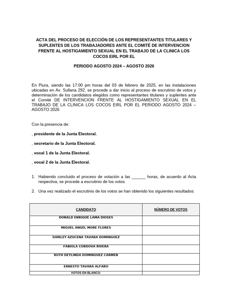Acta proceso de eleccion | PDF | Corrupción política | Elecciones