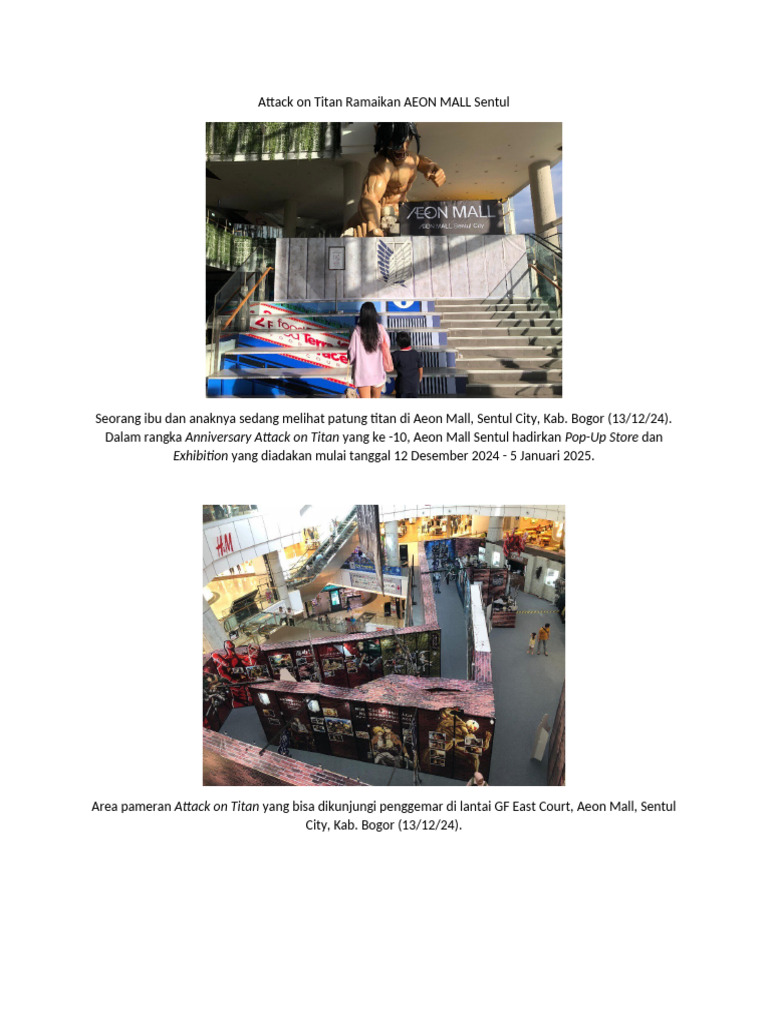 Pameran Patung Attack on Titan di AEON | PDF