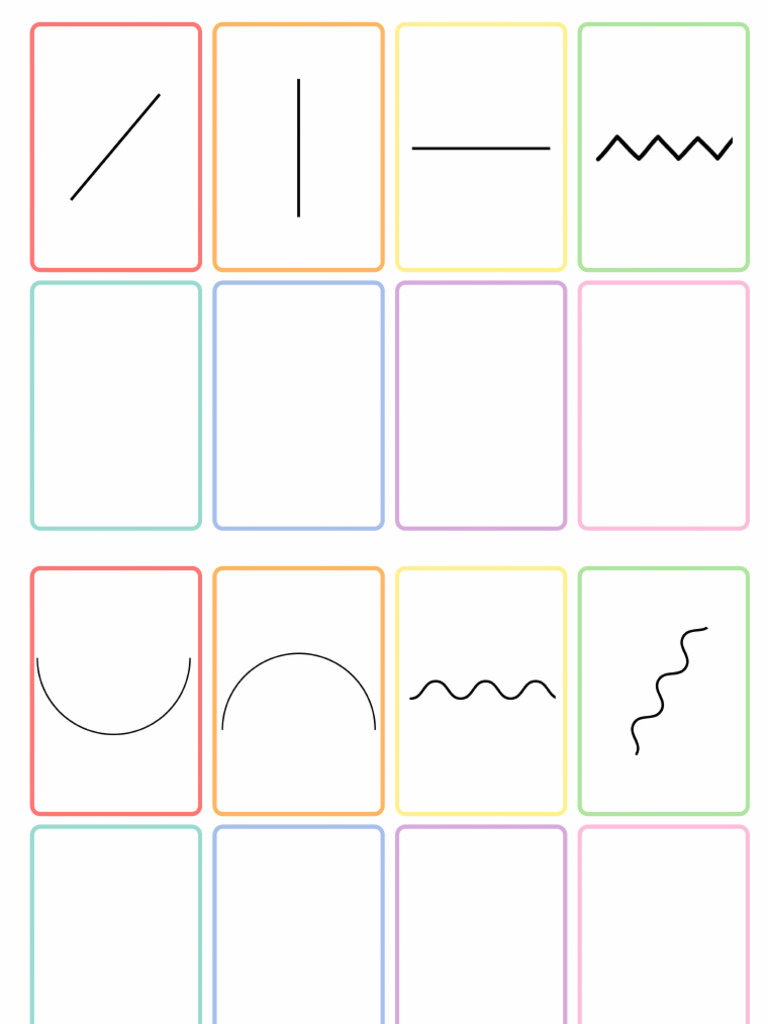 Pastel Rainbow Minimalist Lines Flashcard | PDF