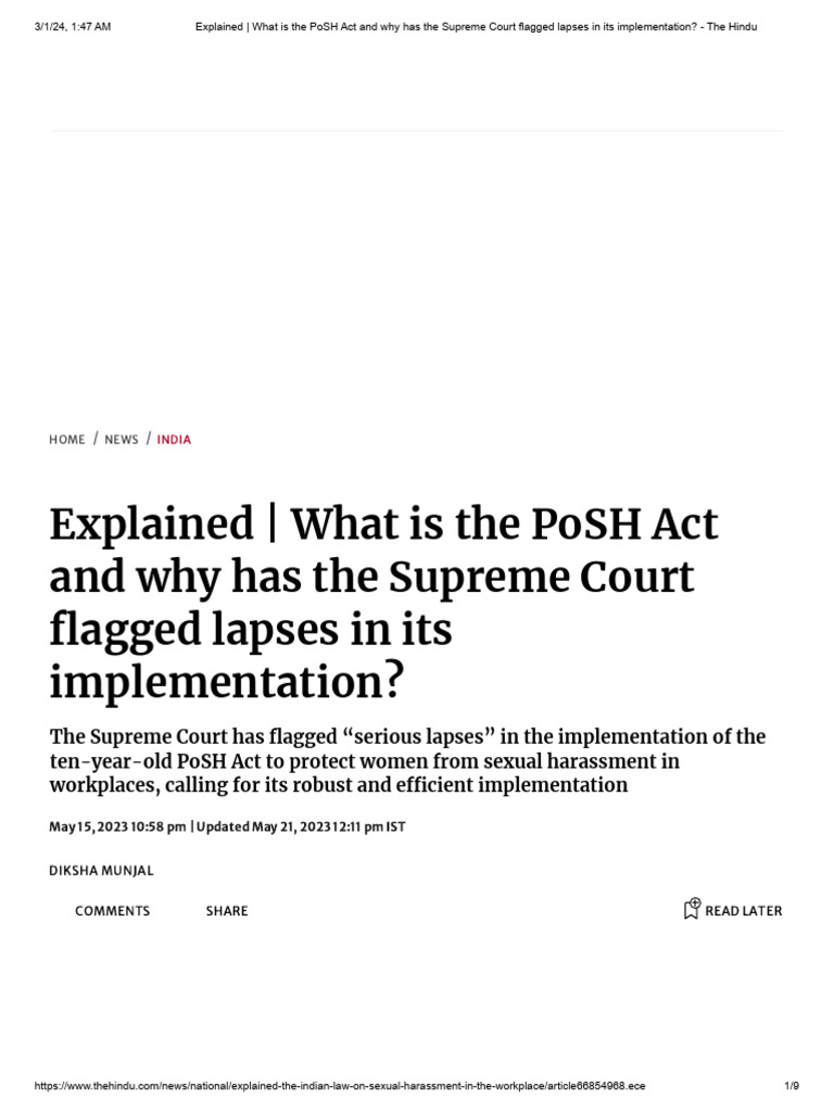 PoSH Act Implementation Issues Explained | PDF | Sexual Harassment ...