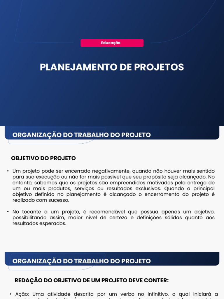 Planejamento e Organização de Projetos | PDF
