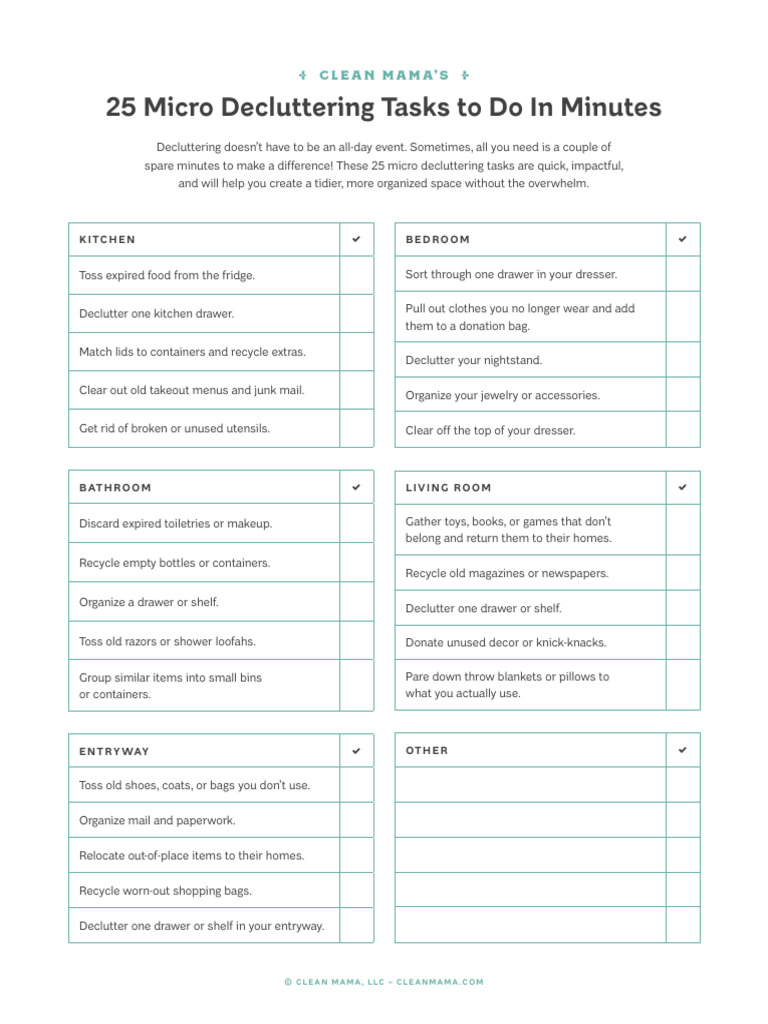 25 Quick Micro Decluttering Tasks | PDF