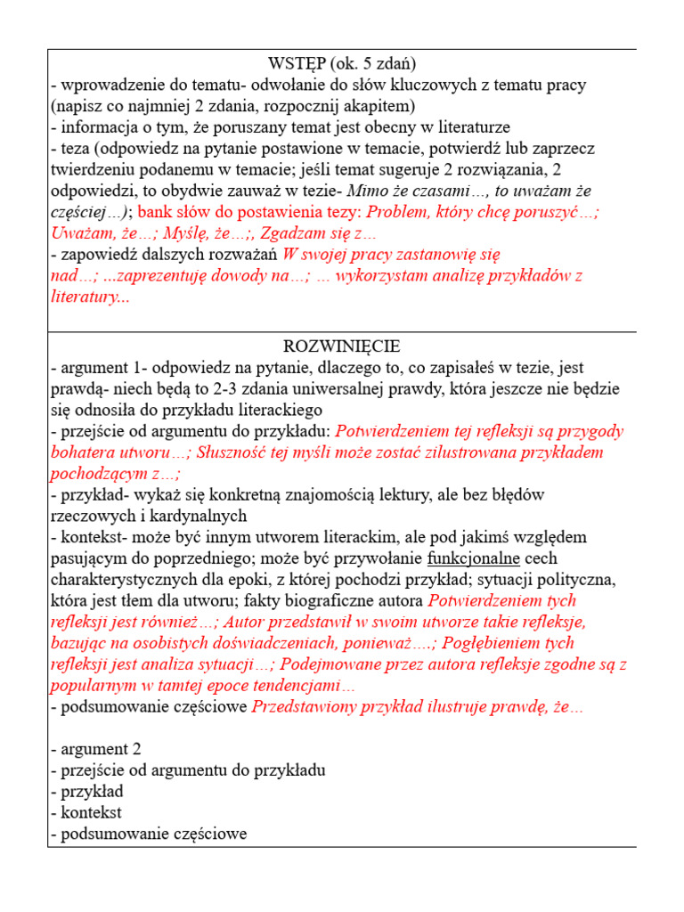 Plan Rozprawki | PDF