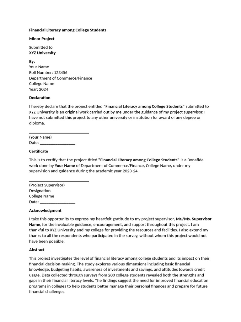 Financial Literacy Among College Students | PDF | Financial Literacy ...