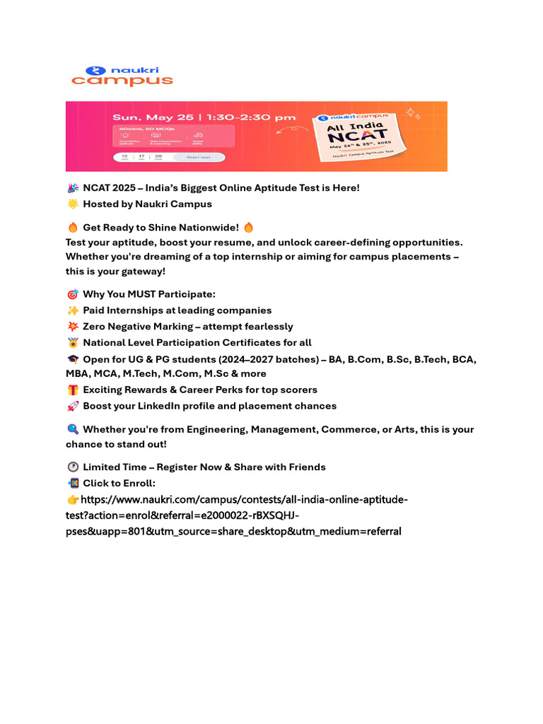 All India NACT 2025 Naukri | PDF | Service Industries | Private Sector
