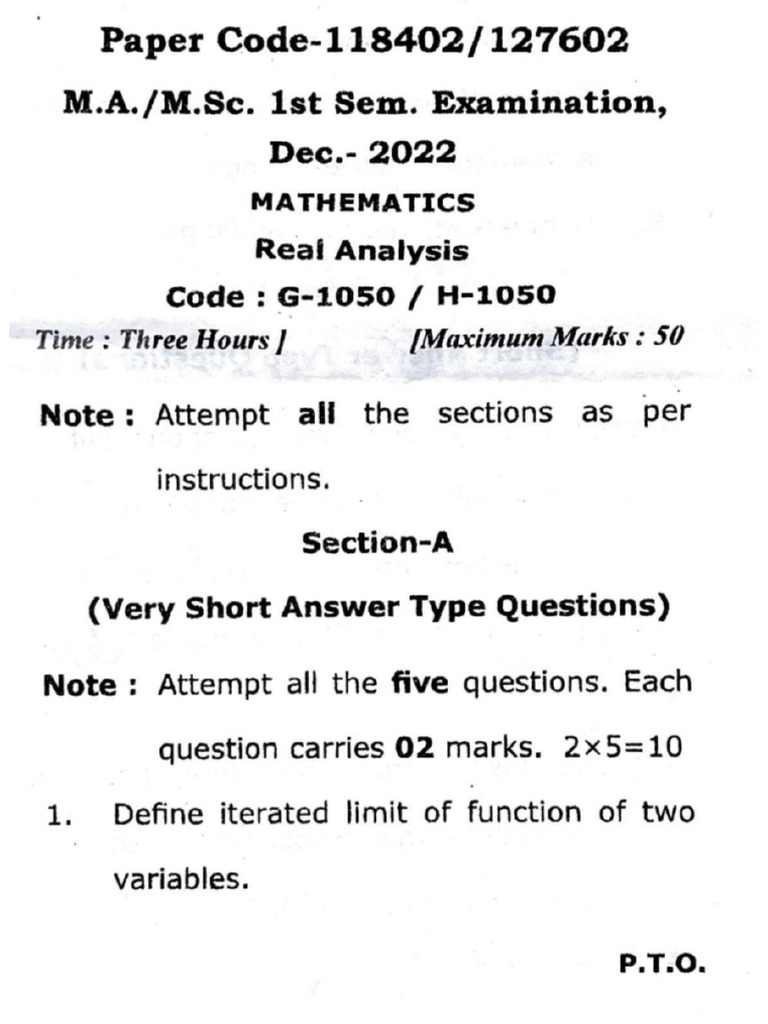 Real Analysis Paper | PDF