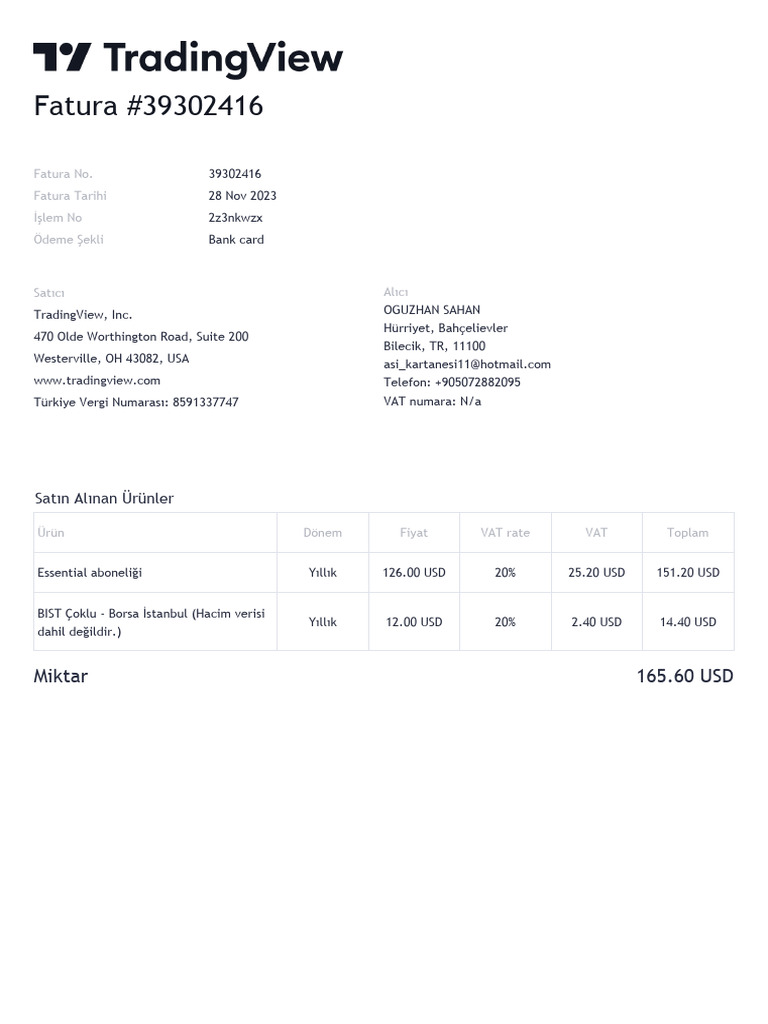 TradingView Invoice | PDF